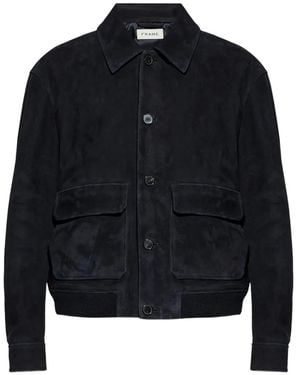 FRAME Buttoned Suede Jacket - Blue