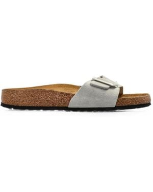 Birkenstock Madrid Buckle Suede Slides - White