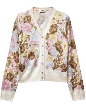 Versace Cardigan Aus Seide Mit Print - Weiß