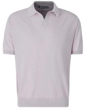 Canali Fine-Knit Short-Sleeve Polo Shirt - Grey