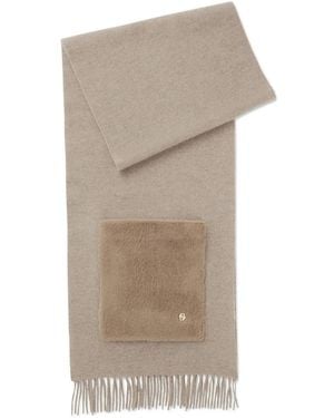 BOSS Pocket-Detail Fringed Scarf - White