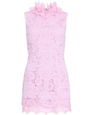 Patou Floral High-Neck Mini Dress - Pink