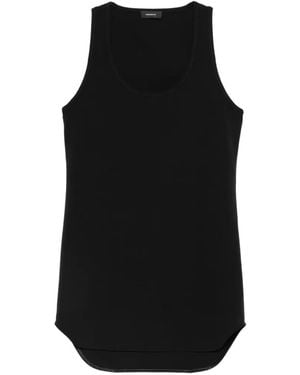 Wardrobe NYC Matte Mini Ribbed Curved-Hem Tank Top - Black