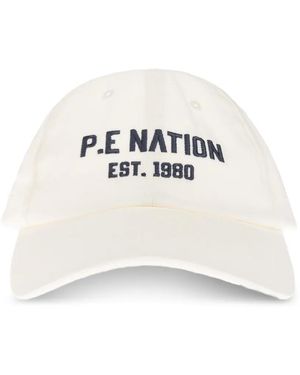 P.E Nation Logo-Embroidered Baseball Cap - White