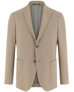 BOGGI Herringbone Patch Pocket Jacket - Natural