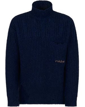 Marni Ribbed Turtleneck Jumper - Blue