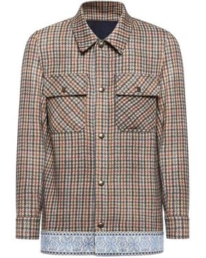 Pierre Louis Mascia Houndstooth-Trimmed Jacket - Brown