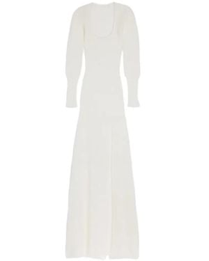 Jacquemus Dao Long-Sleeve Cutout Midi Dress - White