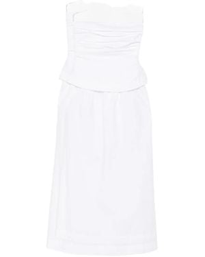 Xirena Ciara Ruched Strapless Midi Dress - White