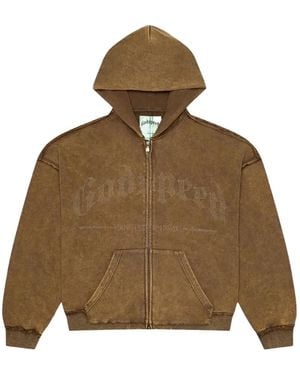 Godspeed Studded Og Logo Studded Logo Hoodie - Brown