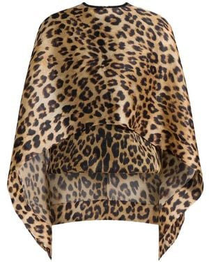 Alberta Ferretti Leopard-Print Cape-Style Top - Natur