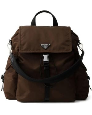 Prada Explore Re-Nylon En Leren Rugzak - Zwart