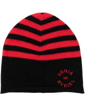 Sonia Rykiel Cashmere Striped Beanie - Red