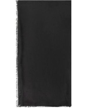 Emporio Armani Bufanda De Mezcla Modal Con Logo En Jacquard - Negro
