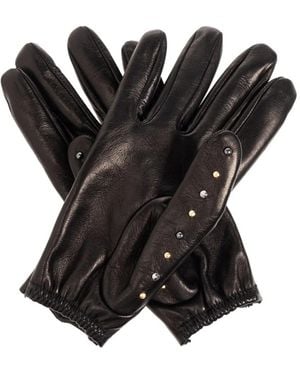 Versace Gants En Cuir À Détails De Clous - Noir
