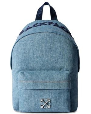 Off-White c/o Virgil Abloh Jitney Quote Denim Backpack - Blue
