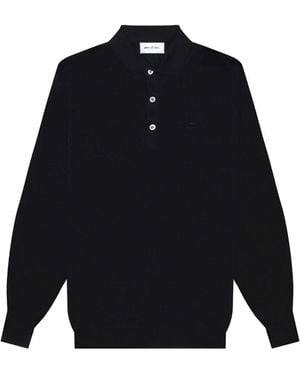 PLACE OF ELMS Long-Sleeve Logo-Embroidered Polo Shirt - Blue