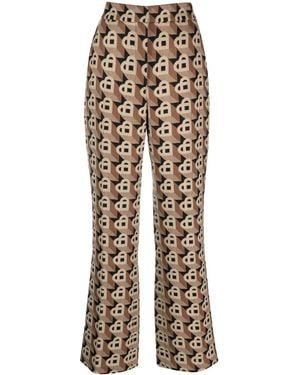 CASABLANCA Heart-Jacquard Virgin-Wool Pants - Brown