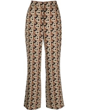CASABLANCA Heart-Jacquard Virgin-Wool Pants - Brown