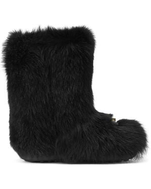 Versace Gianni Ribbon Shearling Boots - Black