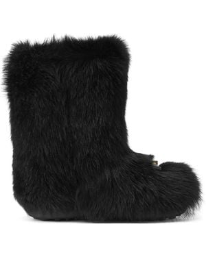 Versace Gianni Ribbon Shearling Boots - Black