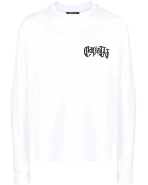 Roberto Cavalli Sweatshirt Mit Verziertem Logo - Weiß