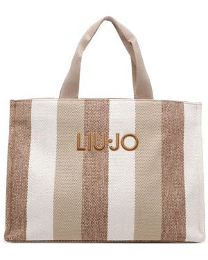 Liu Jo Large Striped Tote Bag - Natural
