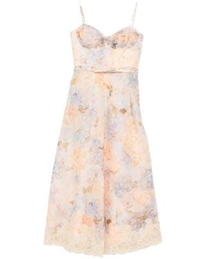 Zimmermann Valiant Floral-Print Midi Dress - Pink