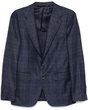 Canali Checked Wool Jacket - Blue