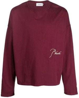 Rhude Logo-Print Crew Neck Sweatshirt - Red