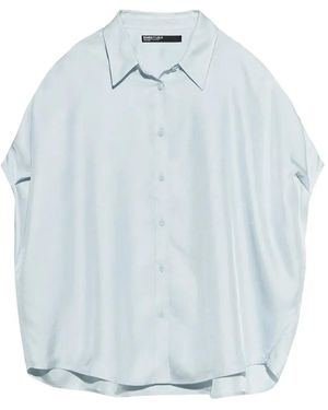 Bimba Y Lola Light Flowing Cape Shirt - Blue