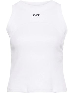 Off-White c/o Virgil Abloh Embroidered-Logo Ribbed Tank Top - White