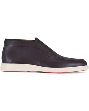 Santoni Slip-On Leather Boots - Brown