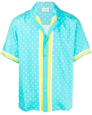 P.A.R.O.S.H. Polka-Dot Print Short-Sleeved Silk Shirt - Blue