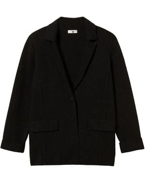 Twinset Knit Jacket With Sequins - Black