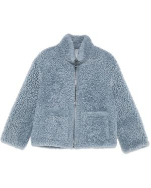 Simonetta Ravizza Shearling-Jacke mit Reißverschluss - Blau