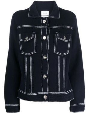 Barrie Contrast-Stitching Denim-Effect Jacket - Black