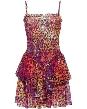 Just Cavalli Layered Leopard-Print Mini Dress