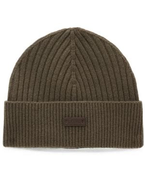 Herno Ribbed-Knit Beanie Hat - Green