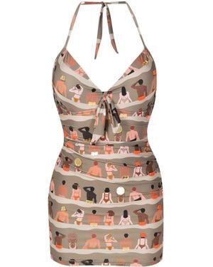 Amir Slama Graphic-Print Swimsuit - Green