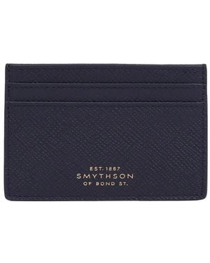 Smythson Panama Flat Cardholder - Blue