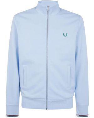Fred Perry Motif-Embroidered Zip-Up Sweatshirt - Blue
