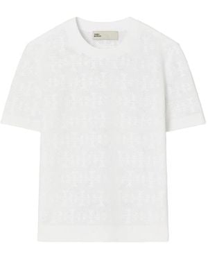 Tory Burch Weiße Texturierte T-Shirts Und Polos
