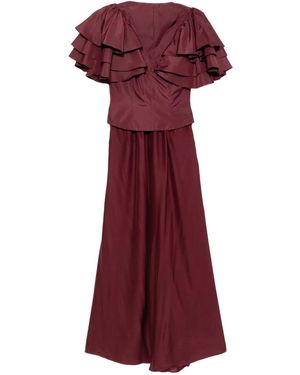 Saiid Kobeisy Mono Largo Con Volantes - Rojo