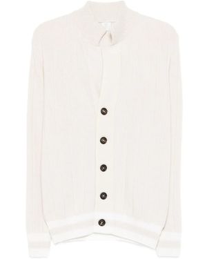 Eleventy Ribbed Cashmere Cardigan - White