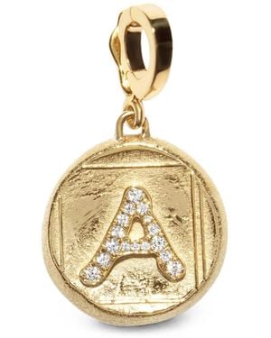 Azlee Diamond Initial Coin Pendant - Brown