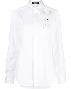 Undercover Floral-Embroidered Cotton Shirt - White