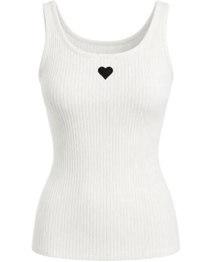 Cynthia Rowley Heart-Patch Ribbed Tank Top - White
