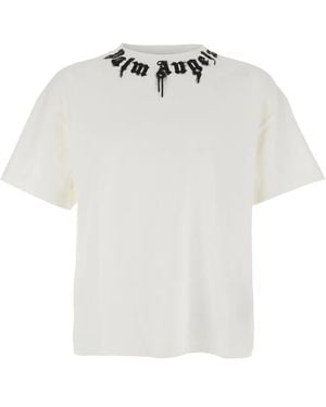 Palm Angels Neck-Logo T-Shirt - White