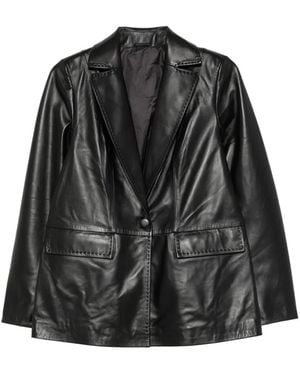 ADRIANNA FERETTI Notched-Lapels Leather Jacket - Black